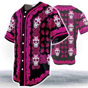 Day of the Dead Skull Baseball Jersey-Medium